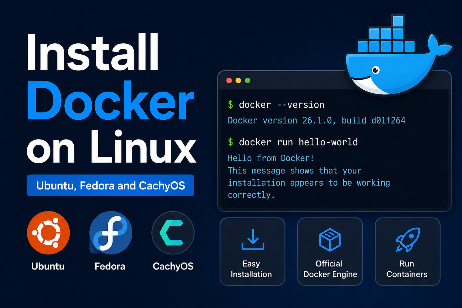 Install Docker on Linux (Ubuntu, Fedora and CachyOS)