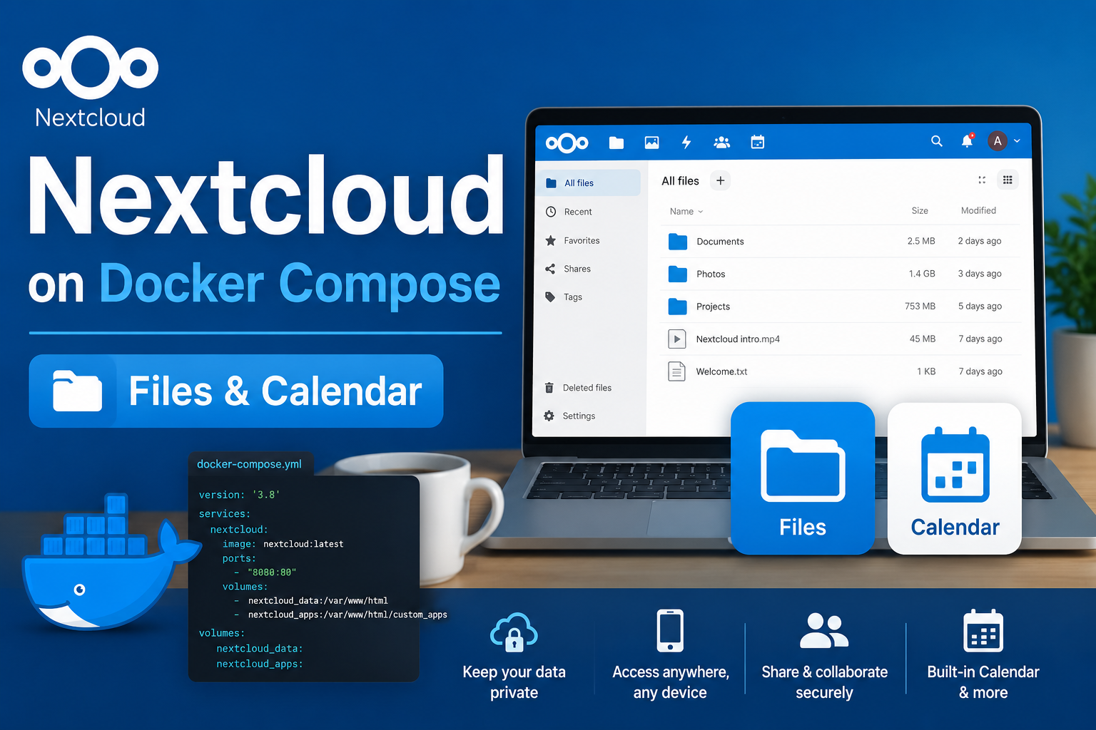 Nextcloud on Docker Compose (Files & Calendar)